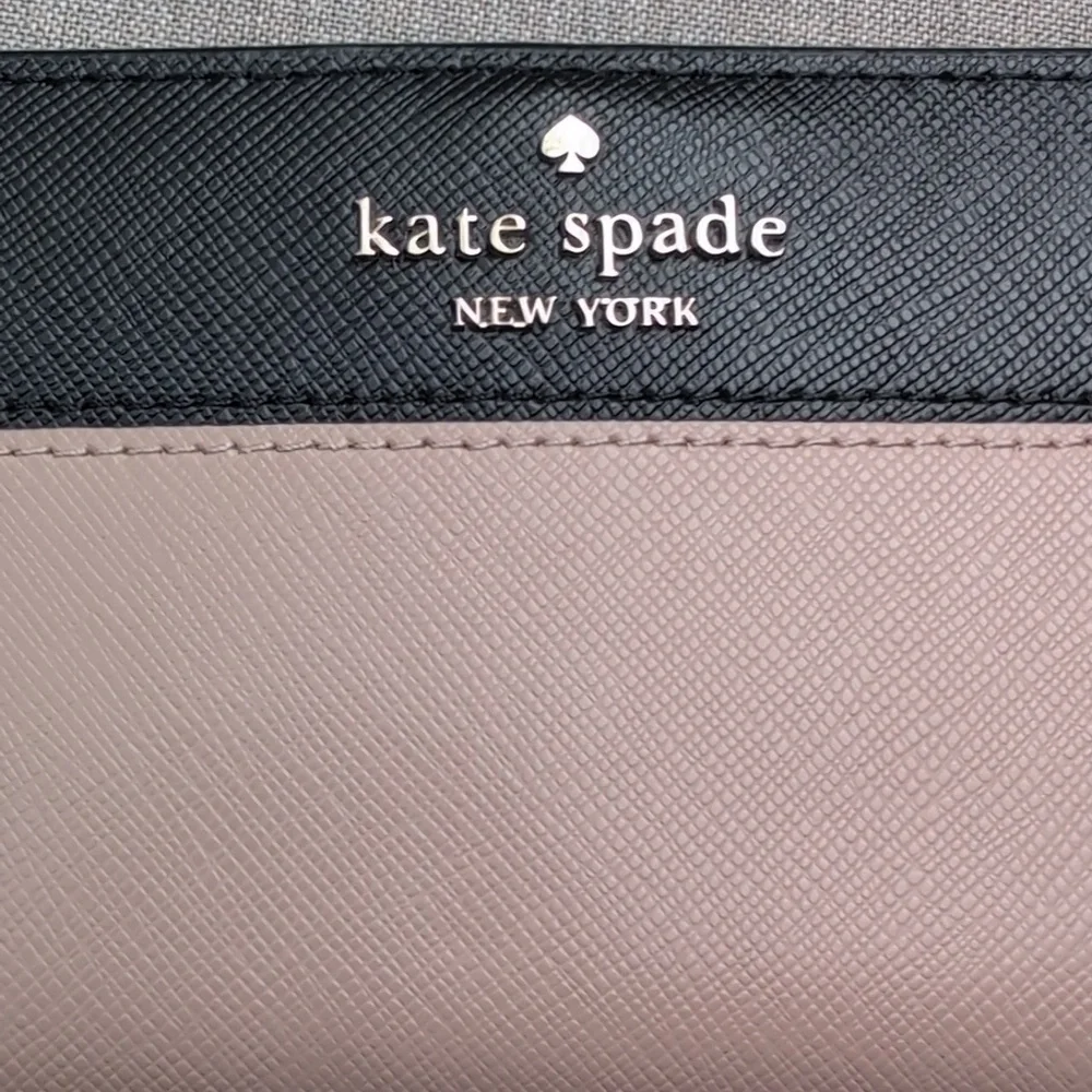 Kate Spade NY Staci Colorblock Large Slim Black, Nude, & Gold Wallet Leather